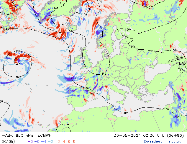 T-Adv. 850 hPa ECMWF Do 30.05.2024 00 UTC