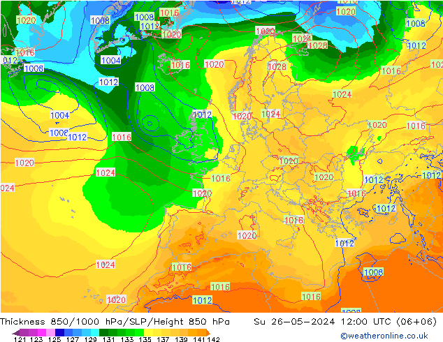 Thck 850-1000 hPa ECMWF 星期日 26.05.2024 12 UTC