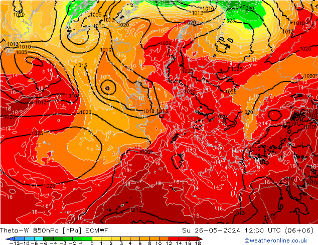 Theta-W 850hPa ECMWF zo 26.05.2024 12 UTC