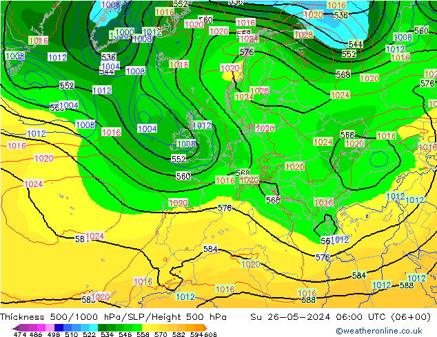 Thck 500-1000hPa ECMWF  26.05.2024 06 UTC