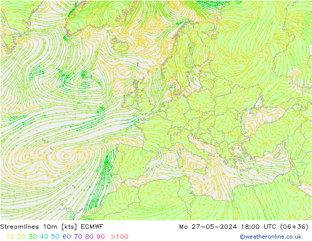 Stromlinien 10m ECMWF Mo 27.05.2024 18 UTC