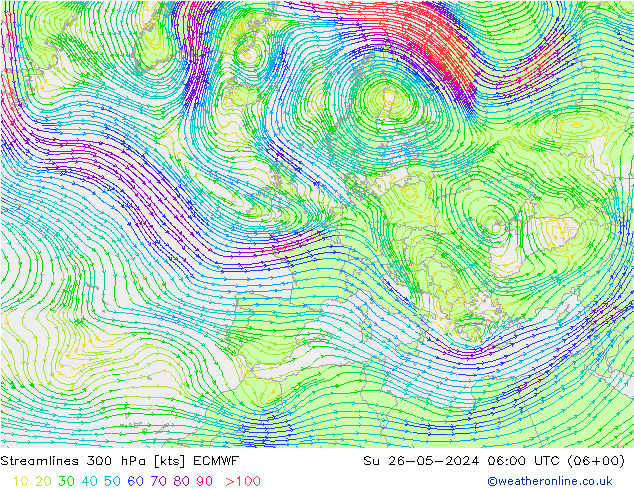 风 300 hPa ECMWF 星期日 26.05.2024 06 UTC