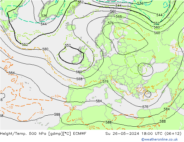 Z500/Rain (+SLP)/Z850 ECMWF Su 26.05.2024 18 UTC