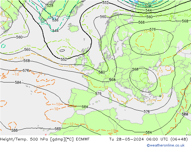 Z500/Rain (+SLP)/Z850 ECMWF mar 28.05.2024 06 UTC