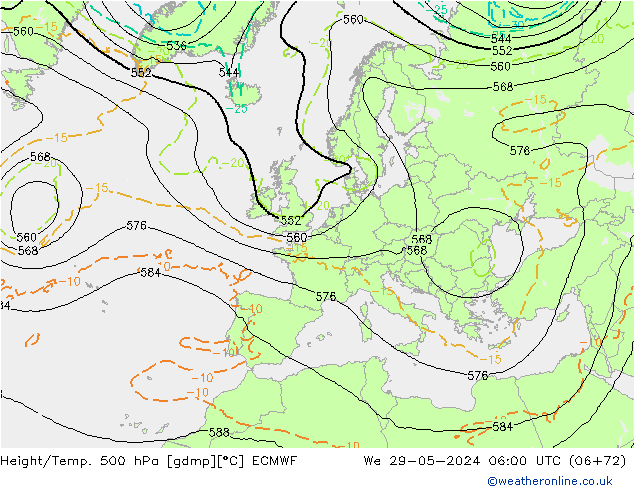 Z500/Regen(+SLP)/Z850 ECMWF wo 29.05.2024 06 UTC