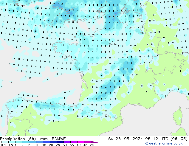 Nied. akkumuliert (6Std) ECMWF So 26.05.2024 12 UTC