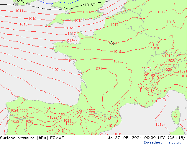 приземное давление ECMWF пн 27.05.2024 00 UTC