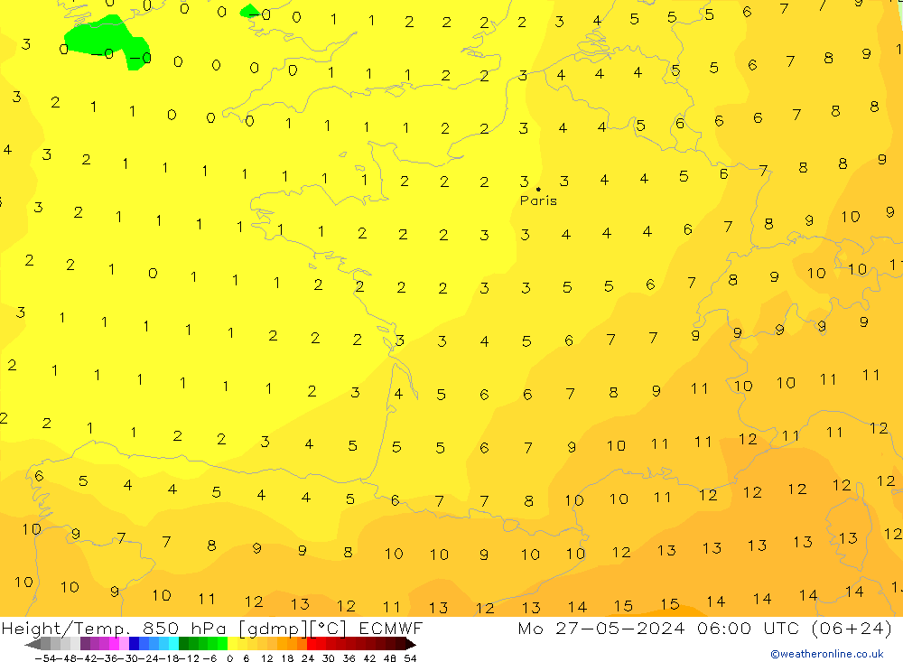 Z500/Rain (+SLP)/Z850 ECMWF Mo 27.05.2024 06 UTC