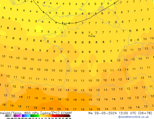 Z500/Rain (+SLP)/Z850 ECMWF ср 29.05.2024 12 UTC