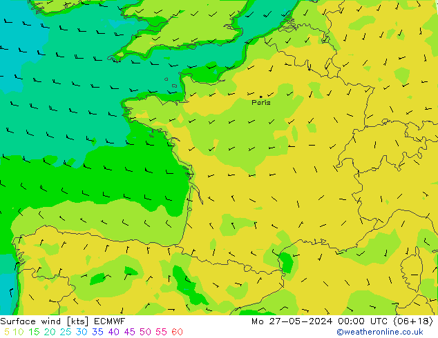 Surface wind ECMWF Mo 27.05.2024 00 UTC