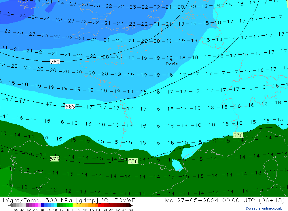 Z500/Rain (+SLP)/Z850 ECMWF Mo 27.05.2024 00 UTC