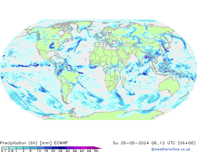 Nied. akkumuliert (6Std) ECMWF So 26.05.2024 12 UTC