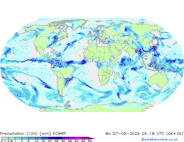 Precipitation (12h) ECMWF Mo 27.05.2024 18 UTC