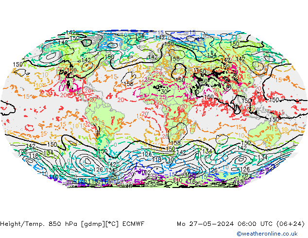 Z500/Rain (+SLP)/Z850 ECMWF Mo 27.05.2024 06 UTC