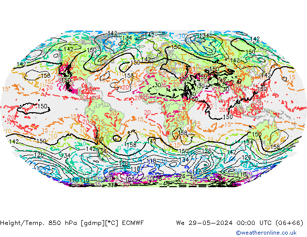 Height/Temp. 850 hPa ECMWF We 29.05.2024 00 UTC