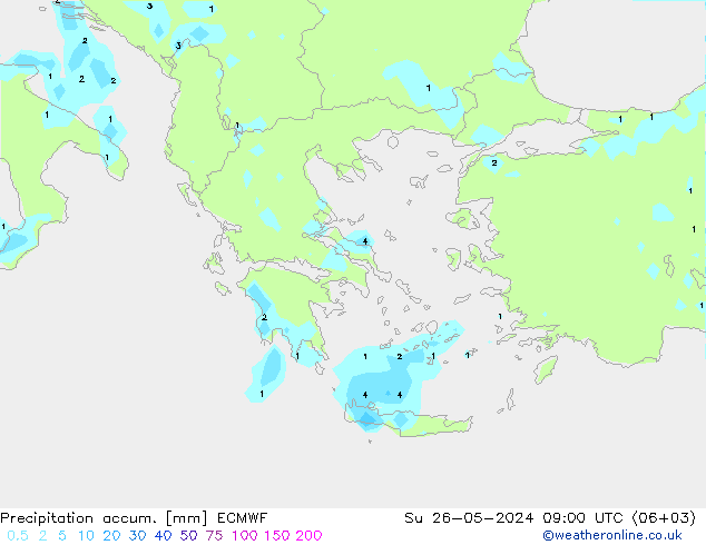 Precipitation accum. ECMWF Вс 26.05.2024 09 UTC