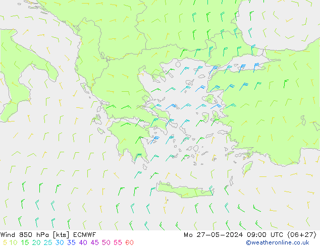 Vento 850 hPa ECMWF lun 27.05.2024 09 UTC