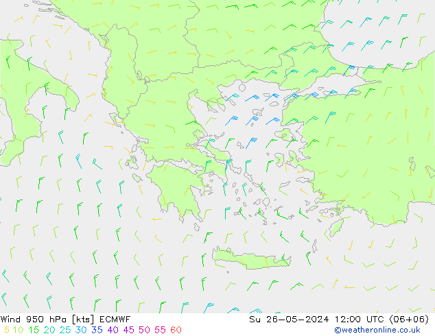 Vent 950 hPa ECMWF dim 26.05.2024 12 UTC