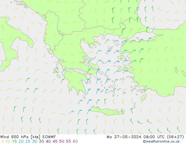 Wind 950 hPa ECMWF Mo 27.05.2024 09 UTC