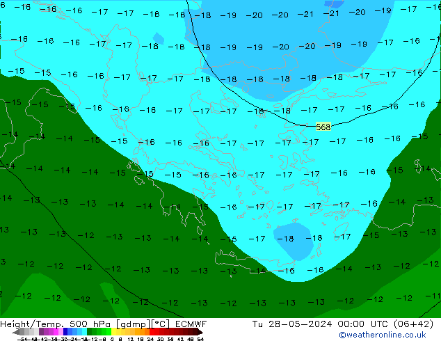 Z500/Rain (+SLP)/Z850 ECMWF Út 28.05.2024 00 UTC