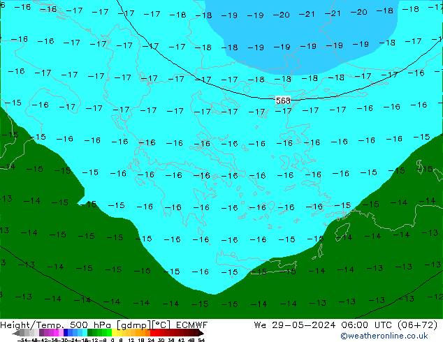 Z500/Rain (+SLP)/Z850 ECMWF Qua 29.05.2024 06 UTC