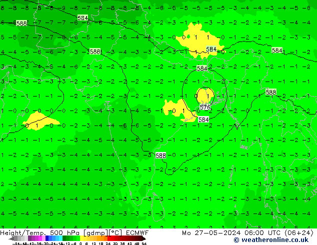 Z500/Rain (+SLP)/Z850 ECMWF Po 27.05.2024 06 UTC