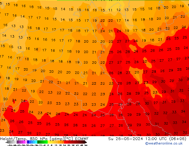 Z500/Rain (+SLP)/Z850 ECMWF dom 26.05.2024 12 UTC