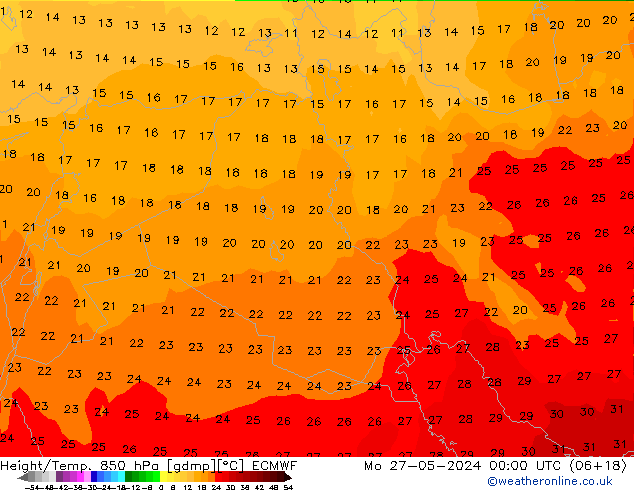 Z500/Rain (+SLP)/Z850 ECMWF  27.05.2024 00 UTC