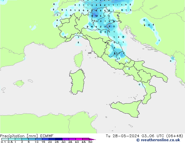 Precipitation ECMWF Tu 28.05.2024 06 UTC