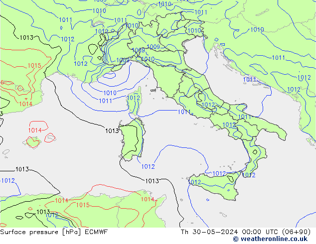 Surface pressure ECMWF Th 30.05.2024 00 UTC