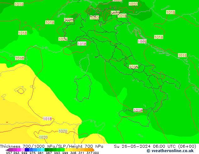 Thck 700-1000 hPa ECMWF  26.05.2024 06 UTC