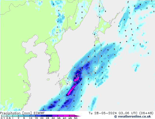 precipitação ECMWF Ter 28.05.2024 06 UTC