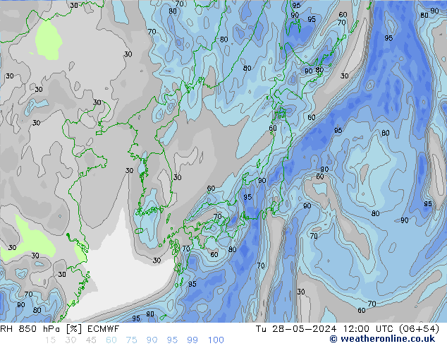 RV 850 hPa ECMWF di 28.05.2024 12 UTC