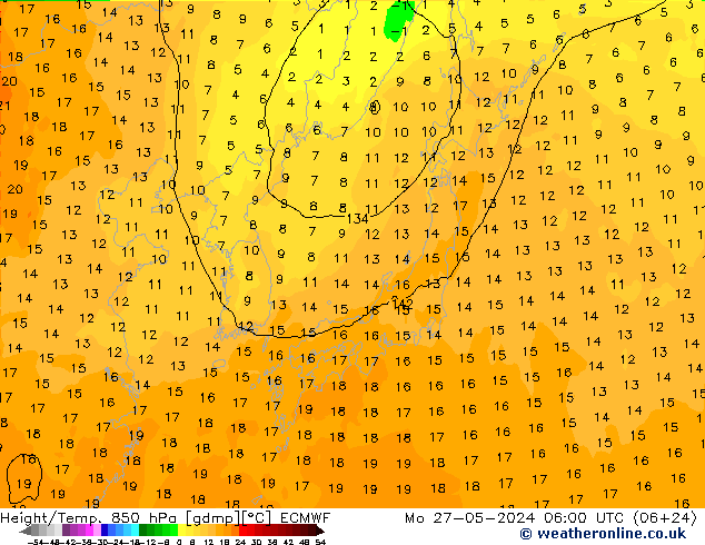 Z500/Rain (+SLP)/Z850 ECMWF Po 27.05.2024 06 UTC