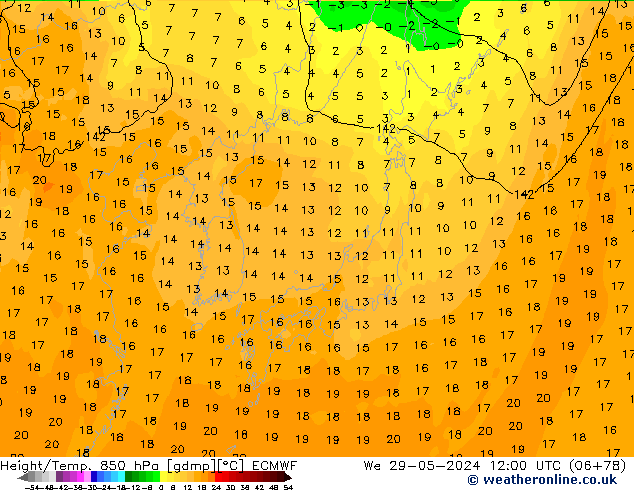 Z500/Rain (+SLP)/Z850 ECMWF śro. 29.05.2024 12 UTC