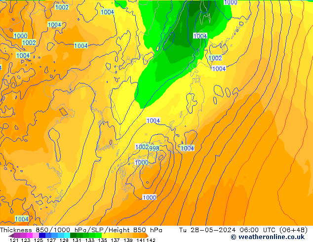 Thck 850-1000 hPa ECMWF Ter 28.05.2024 06 UTC