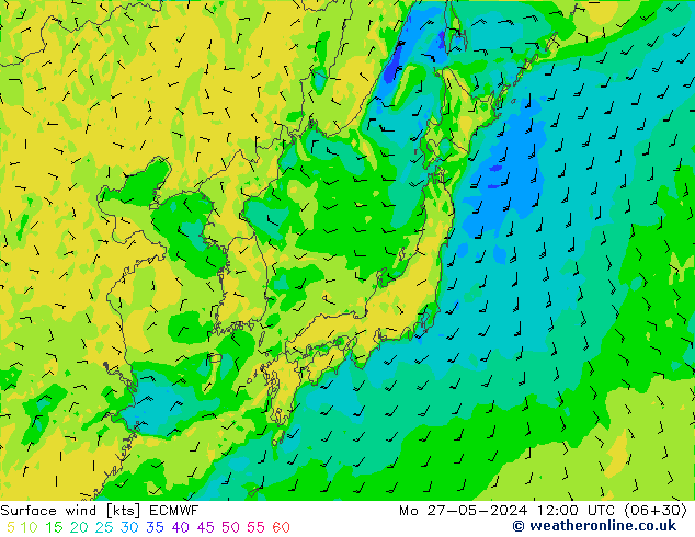 Surface wind ECMWF Mo 27.05.2024 12 UTC