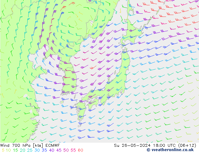 Wind 700 hPa ECMWF Ne 26.05.2024 18 UTC