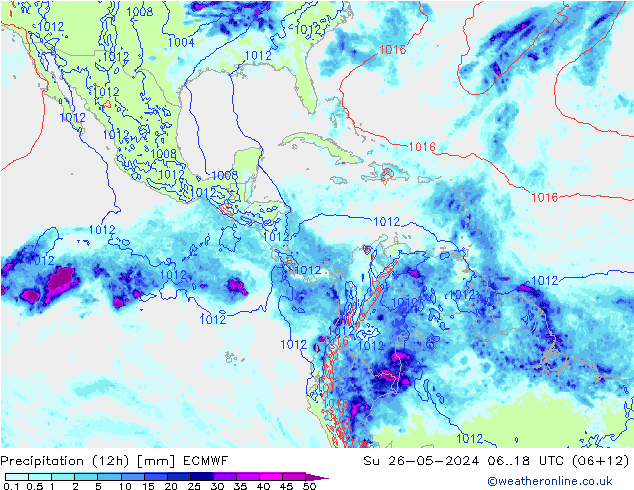 осадки (12h) ECMWF Вс 26.05.2024 18 UTC