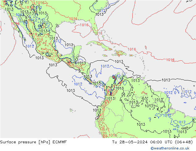 Surface pressure ECMWF Tu 28.05.2024 06 UTC