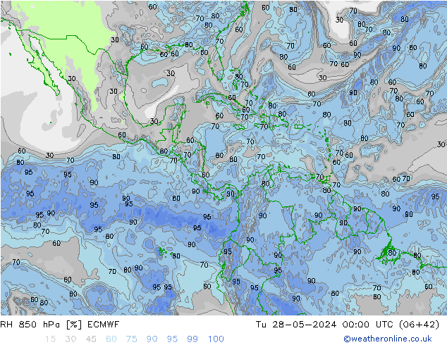 RH 850 hPa ECMWF Ter 28.05.2024 00 UTC