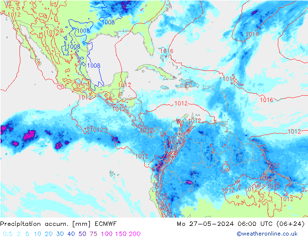 Precipitation accum. ECMWF lun 27.05.2024 06 UTC