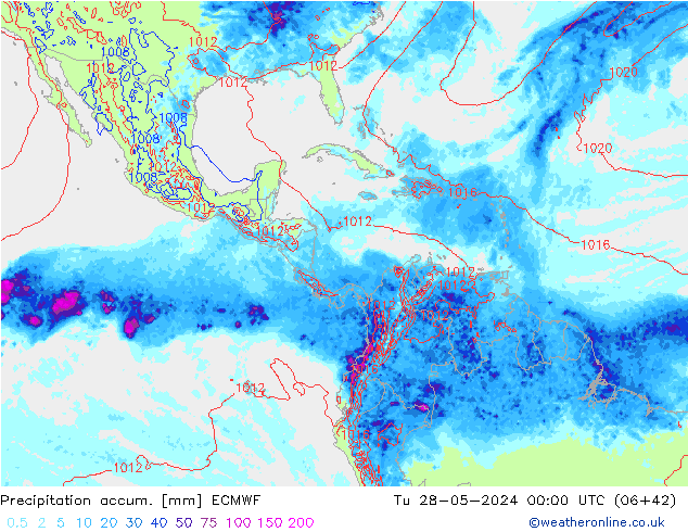 Precipitación acum. ECMWF mar 28.05.2024 00 UTC