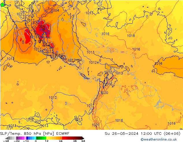 SLP/Temp. 850 hPa ECMWF Ne 26.05.2024 12 UTC