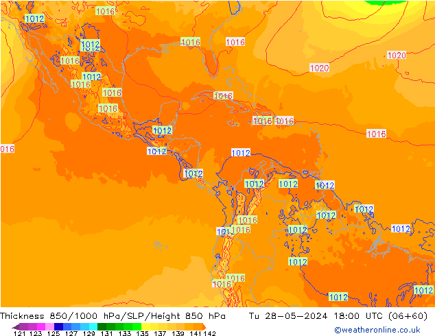 Dikte 850-1000 hPa ECMWF di 28.05.2024 18 UTC