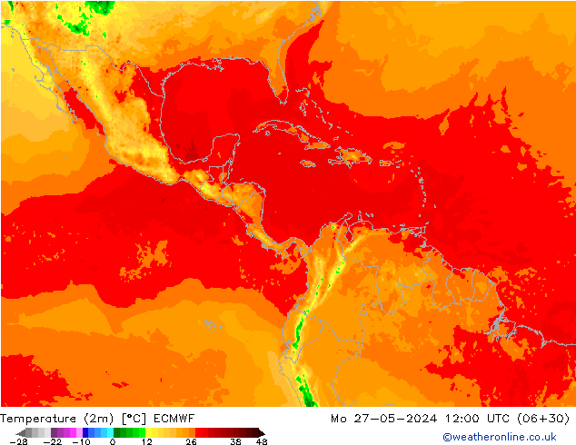 Temperature (2m) ECMWF Po 27.05.2024 12 UTC