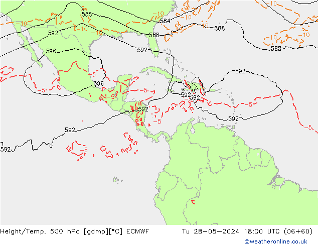 Z500/Rain (+SLP)/Z850 ECMWF Út 28.05.2024 18 UTC