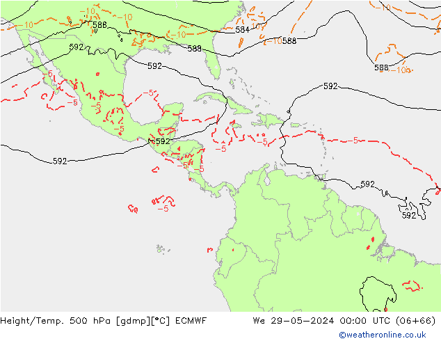 Z500/Rain (+SLP)/Z850 ECMWF śro. 29.05.2024 00 UTC