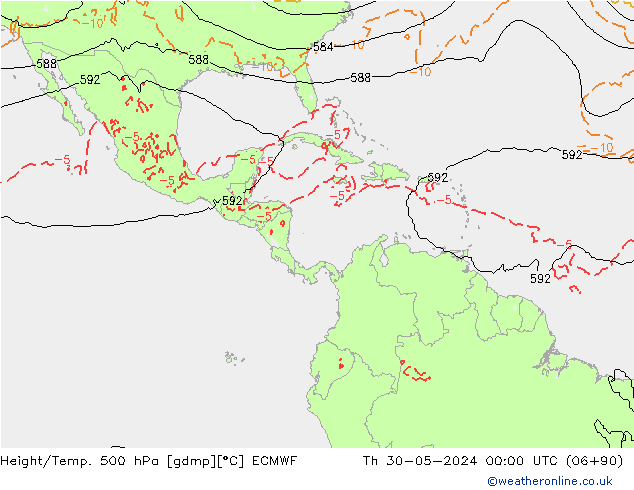 Height/Temp. 500 hPa ECMWF czw. 30.05.2024 00 UTC