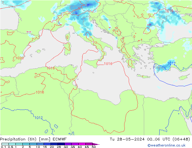 Z500/Rain (+SLP)/Z850 ECMWF вт 28.05.2024 06 UTC